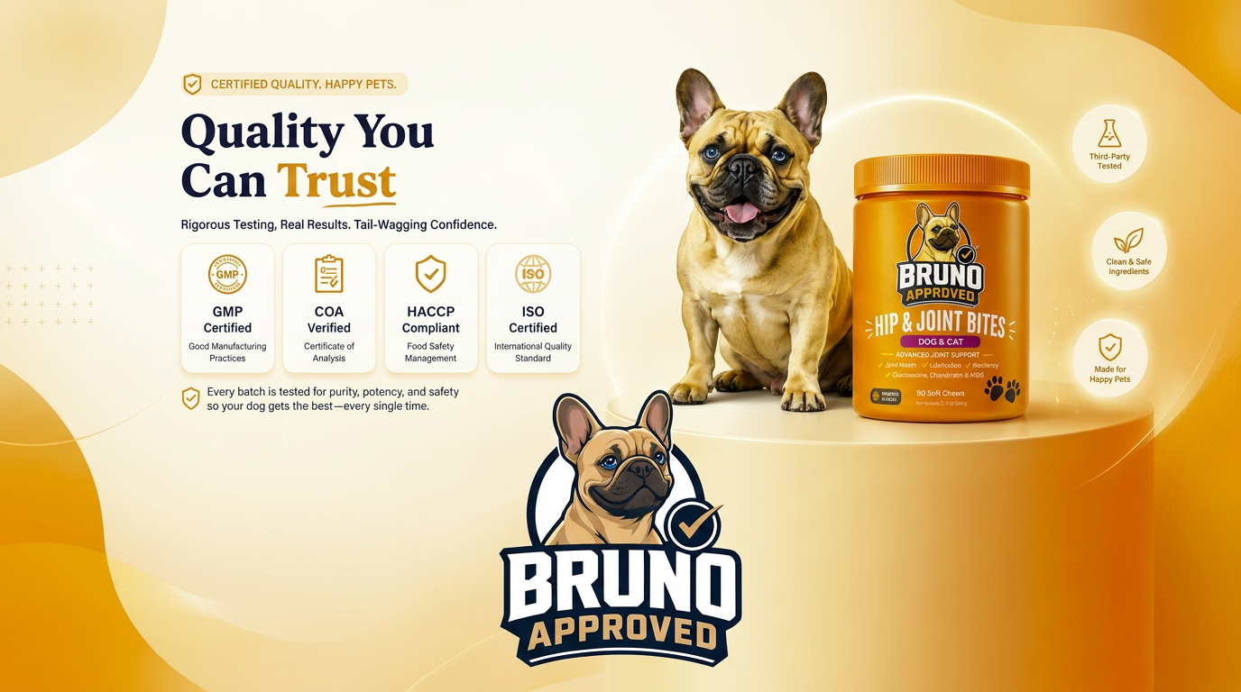 Bruno Approved quality and certification visual